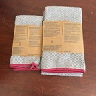 Norwex 2pc Microfiber Kitchen Towel   Dishcloth Set  Gray red Trim  Reusable