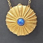 Vintage 1970s Estee Lauder Gold Tone Solid Perfume Compact Pendant Necklace