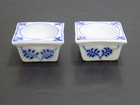 Pair Meissen Blue Onion Porcelain Open Salt Cellar Dishes