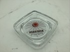 Vintage Clear Glass Advertising Ashtray   Mcm   Asahi Beer Japan 4  Square