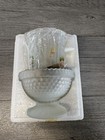 Vintage Indiana Glass Frosted Satin Glass Fairy Lamp Floral Rose Transfer