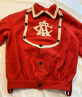 Rare Find  1880 s Heavey Red Wool Baseball Bib Top  Or Fireman Bib Top-ca7 Logo