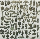 100 Milagro Charms Mexican Folk Art Dark Antique Silver black Exvoto Retablo