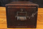 Vtg Antique Single Drawer Red Oak Wood Dove Tail Card Catalog Brass File Cabinet