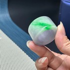 Man Ring Natural Green purple Jade Jadeite Vintage Archery Thumb Ring Size 23mm