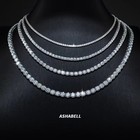 2-6 5mm Vvs1 Moissanite Tennis Chain Necklace - 925 Sterling Silver - Men Women
