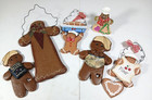 Gingerbread Man Wooden Christmas Ornament Lot Of 5   1 Recipe Holder Clip