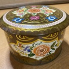 Vtg Daher Decorative Round Metal Storage Tin W  Embossed Lid - 5 x3  - Florals