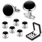 Men s Stainless Steel Cufflinks   Tuxedo Studs Set - Formal Wedding Jewelry Gift