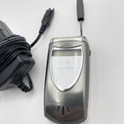Vintage Motorola Verizon Cell Phone Silver Flip 2g With Charger For Parts Repair