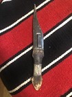 Vintage Arabic Silver Dagger Bull Horn Handle   Engraved Blade
