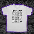 Ufo Types T-shirt Alien Flying Saucer Conspiracy Theory Retro Sci-fi Tee
