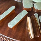 Vintage Green Cracked Ice Celluloid Vanity Set W Mirror Hair Brush Comb
