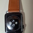 Apple Watch 42mm Stainless Steel Black Case Brown Leather Band Heart Rate