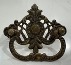 Vintage Antique Singer Treadle Sewing Machine Drawer Pull Brass Ornate With Nuts