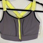Fabletics Zoe High Impact Sports Bra Gray Size Medium Front Zip Adjustable Strap