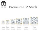 14k Yellow Gold Square Solitaire Princess Cut Cubic Zirconia Cz Stud Screw Ba   