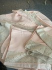 Vintage Blanket Covers Peach Silk With Beige Lace Trim  Lot Of 2
