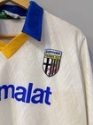 Vintage Parma Ac Football Jersey Long Sleeve Parmalat Sponsor White Retro Soccer