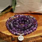 Natural Amethyst 108 Mala Beads Tibetan Prayer Rosary Necklace Yoga Bracelet Gif