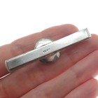925 Sterling Silver Antique Japan Real Pearl   Wood Diamond-cut Tie Bar Clip