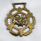 Brass Horse Medallion Antique English Scottish Thistle Flower Bat Wing Harness