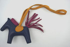 Authentic Hermes Rodeo Bag Charm Pm Milo Bleu Saphir Rose Pourpre Bouton D or