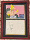 The Simpsons - Abe Simpson Original Production Animation Cel And Sketch With Coa