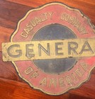 Collectible General Casualty Company Insurance Sign With Chain Rare 