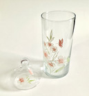 Turkish Crystal Apothecary Jar W Lid Pink Flowers Butterflies 11 Inches