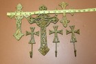 Shabby Moss Green Colors Cast Iron Crosses For Wall Decor - Lewis 6
