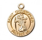 Saint Christopher Gold Over Sterling Silver Round Pendant Necklace  18 In N g 