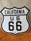 J - Vintage California Us Route 66 Shield Porcelain Metal Highway Road Sign
