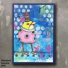 New Set Of 3 Rubber Stamps Fun Lady With Stripes Woman Hat Bird With Crown Stamp