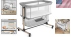 Baby Bedside Bassinet Portable Breathable Adjustable Night Crib Grey