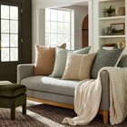 Oversized Reversible Linen Square Throw Pillow With Frayed Edges Green -
