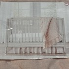 Pottery Barn Blush Pink Linen Crib Quilt   Cotton Bed Skirt 36   x 50    Shabby Chic