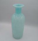Blue Splatter Art Glass Bottle Vase 9 75  Tall  Beach  Coastal  Cottage Decor