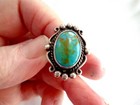 Vintage Navajo Native American Turquoise   Stamped Sterling Silver Ring  Sz 7 25