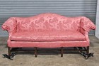 Hickory Chair Mahogany Chippendale Style Sofa Rose Damask Fabric