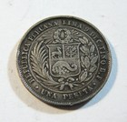 Peru 1880 Silver One Peseta - No Dot After  B