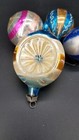 4-antique Hand Blown Glass Striped Christmas Ornaments Indents Tear Drop Poland