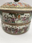 Old Chinoiserie Famille Jaune Porcelain Chinese Food Carrier Box   3 Pieces 7    H