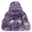  Amethyst Crystal Buddha Statue 2 Inch Hand Carved Pocket Sitting Maitreya 