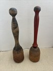2 Antique Primitive Old Wood Pestle potato Masher Kitchen Tool