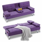 Convertible Futon Sofa Bed Adjustable Backrest Storage Pocket Cup Holder New