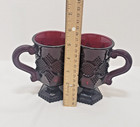 Vintage Avon Cape Cod Ruby Red Glass Footed Mug Coffee Tea Cup 5  T - Set Of 2