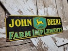 Vintage John Deere Porcelain Sign Old Gas Farm Implements Tractors Dealer Sales