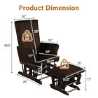 Glider And Ottoman Cushion Set Wooden Baby Nursery Rocking Chair Brown