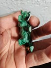 Vintage Elephant Statue Natural Malachite Green Carved  Figurine  